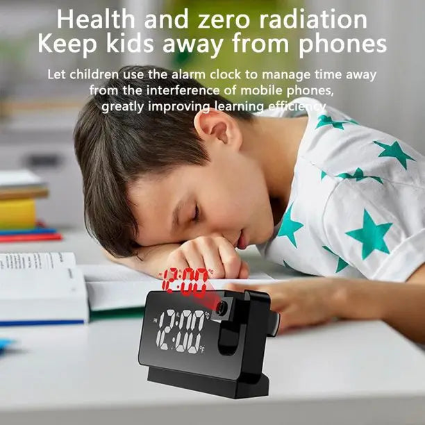 Digital Projection Alarm Clock with LED Mirror Display