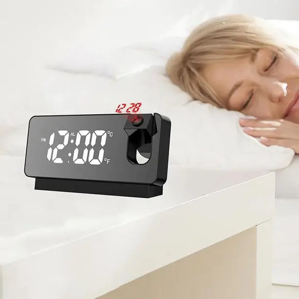 Digital Projection Alarm Clock with LED Mirror Display