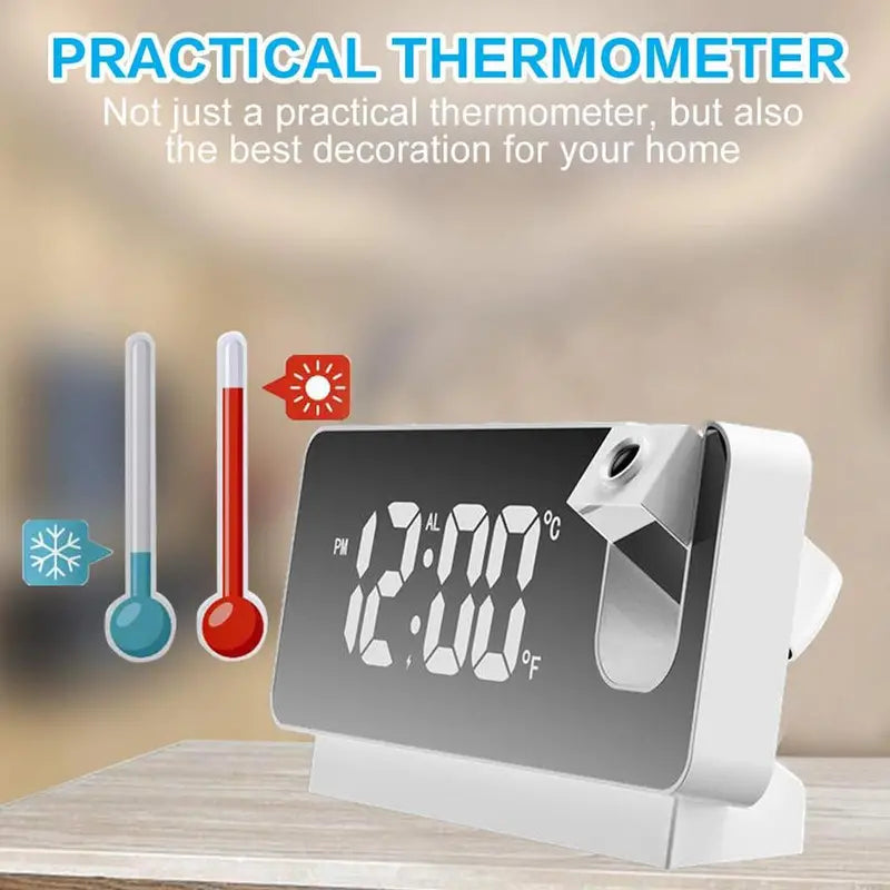 Digital Projection Alarm Clock with LED Mirror Display