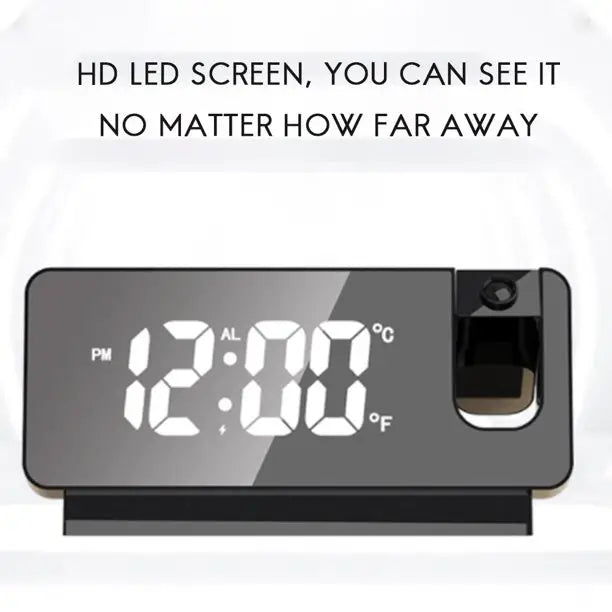 Digital Projection Alarm Clock with LED Mirror Display